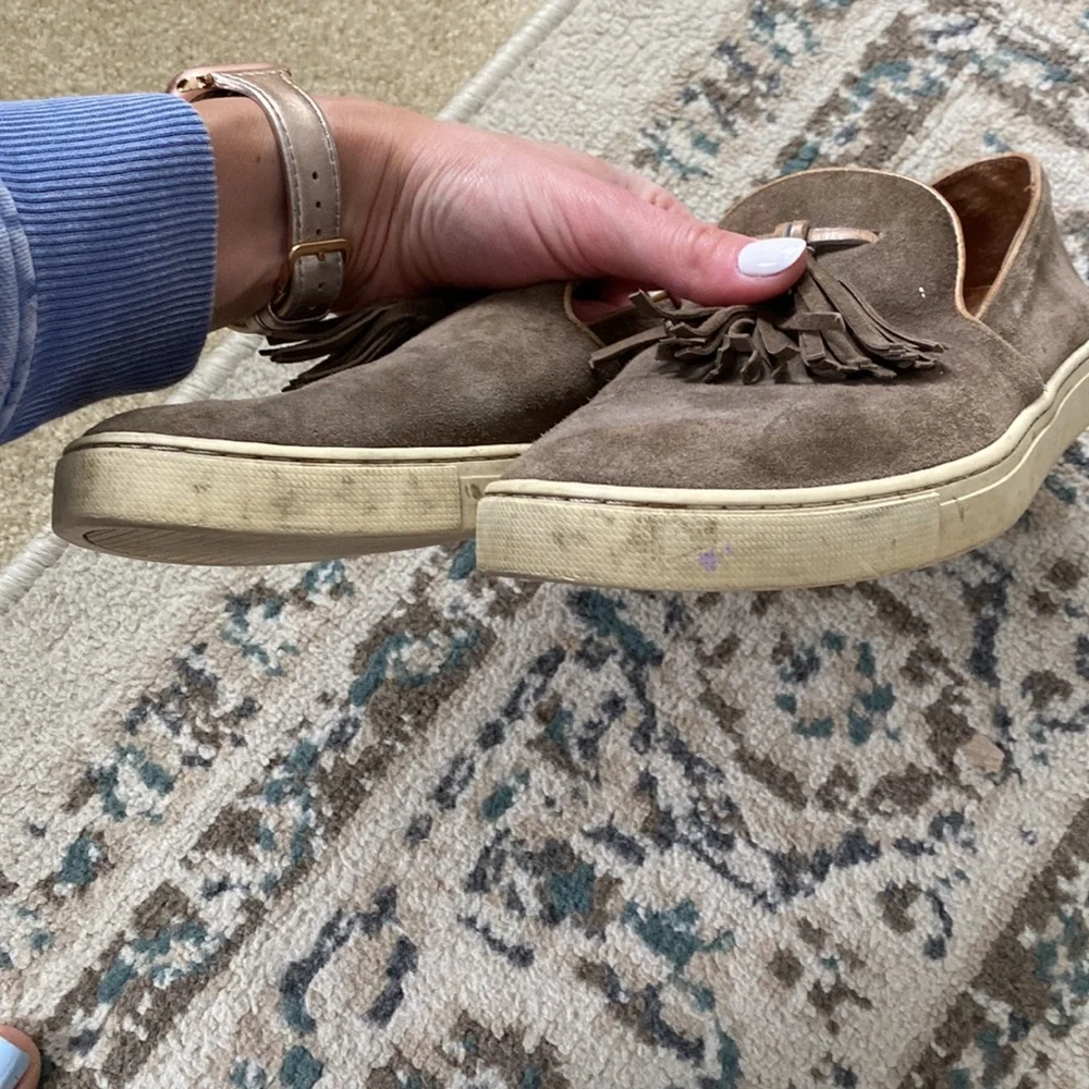 Frye Brown Suede Tassel Slip-On Sneakers